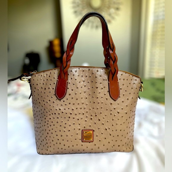 DOONEY & BOURKE| Ostrich Celeste Satchel| Light Taupe - Picture 3 of 13
